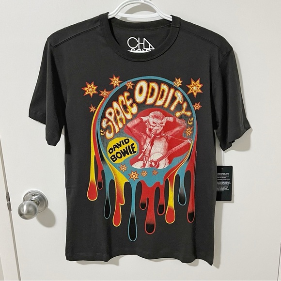NWT Chaser David Bowie Space Oddity Graphic T-Shirt in Vintage Black Size XSmall - Picture 3 of 11